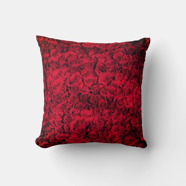 Cojín Decorativo Flores de Rosa Roja (Anverso)