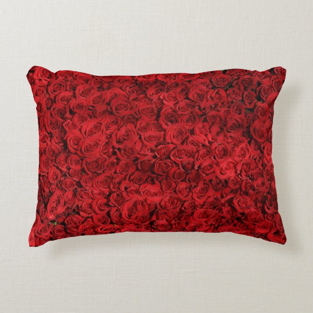 Cojín Decorativo Flores de Rosa Roja (Anverso)