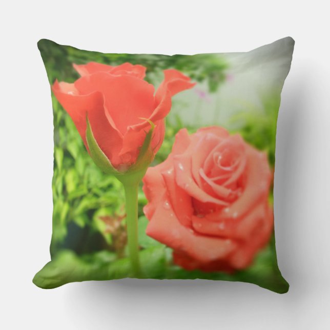 Cojín Decorativo Flores de Rosa románticas (Anverso)