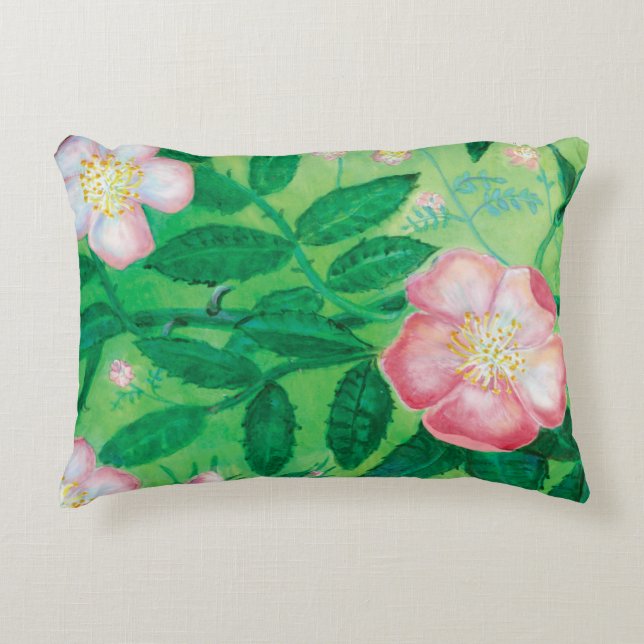 Cojín Decorativo Flores de rosa silvestre   (Anverso)