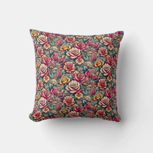 Cojín Decorativo Flores de rosas de arcoiris coloridos