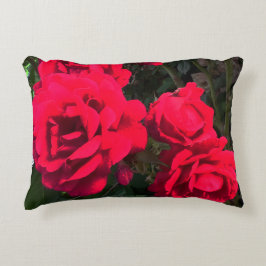 Cojín Decorativo Flores de Rosas Rojas