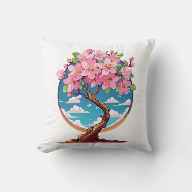 Cojín Decorativo Flores de Sakura florecen (Anverso)