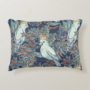 Cojín Decorativo Flores de selva tropical de Budgie Follaje Fondo a
