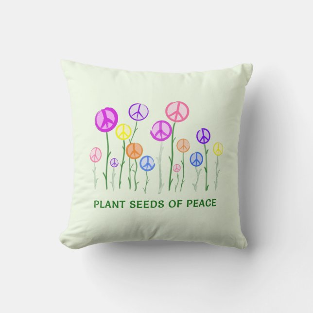 Cojín Decorativo Flores de signos de paz (Anverso)