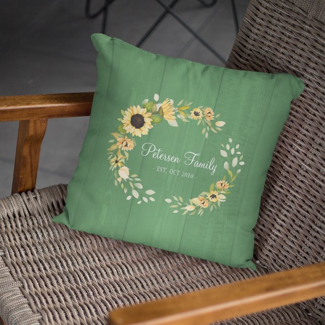 Cojín Decorativo Flores de sol rústicas monogramadas (Subido por el creador)