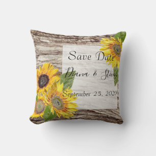 Cojín Decorativo Flores de sol sobre un fondo de la tarjeta postal