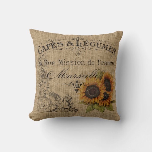 Cojín Decorativo Flores de sol vintage (Anverso)