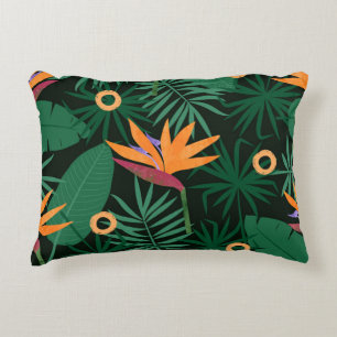 Cojín Decorativo Flores de Strelitzia: fondo de vintage tropical