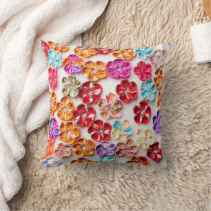 Cojín Decorativo Flores de tela de coser hechas a mano de primavera