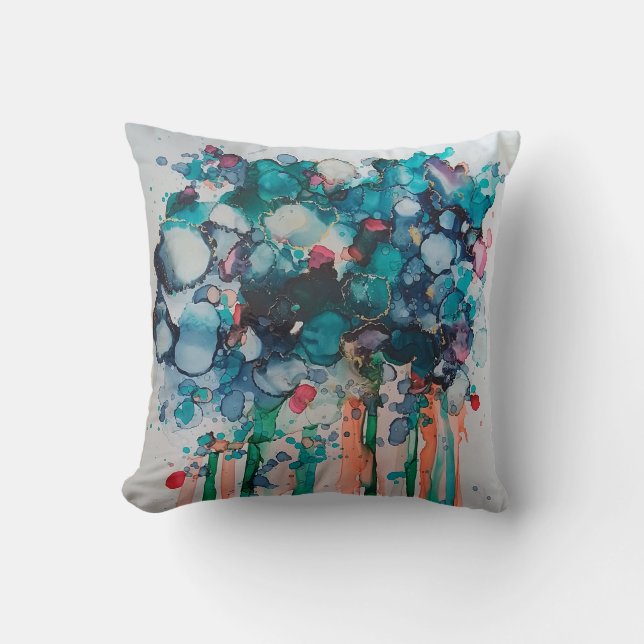 Cojín Decorativo Flores de tinta (Anverso)