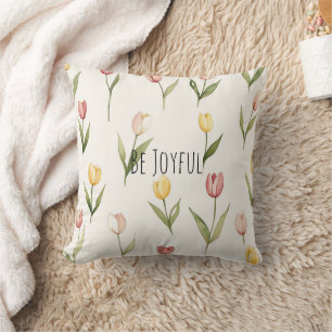 Cojín Decorativo Flores de Tulipán Amarillo Rosado conejitos