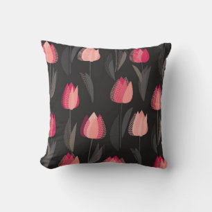 Cojín Decorativo Flores de tulipán rojo abstracto moderno patrón si
