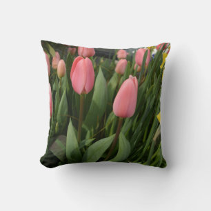 Cojín Decorativo Flores de tulipán rosadas de primavera