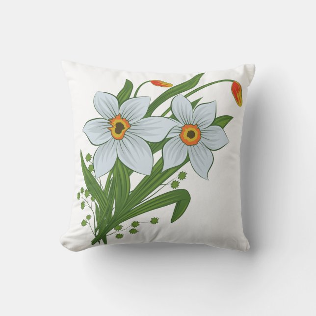Cojín Decorativo Flores de tulipanes y daffodils (Anverso)