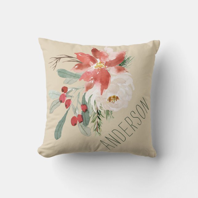 Cojín Decorativo Flores de vacaciones con nombre (Anverso)