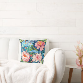 Cojín Decorativo Flores de Verano Patrón Floral Tropical Bonito