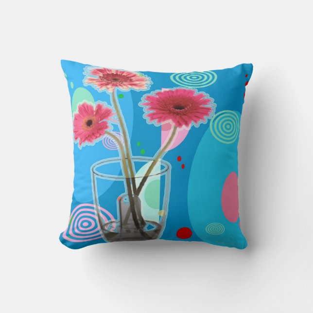 Cojín Decorativo Flores de vidrio de agua (Anverso)