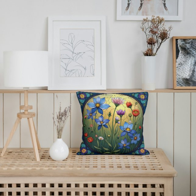 Cojín Decorativo Flores de Vidrio Emplomado (Subido por el creador)