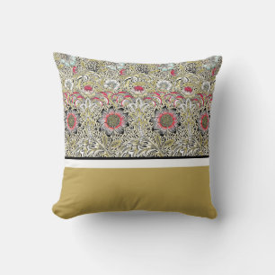 Cojín Decorativo Flores de William Morris Rojo Amarillo negro