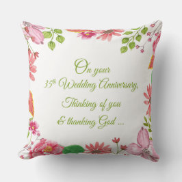 Cojín Decorativo Flores del 35º Aniversario de Boda Religiosas