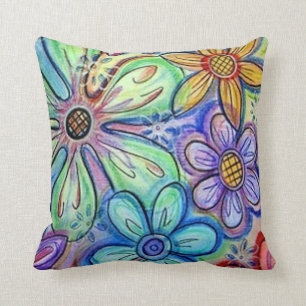 Cojín Decorativo Flores del creyón