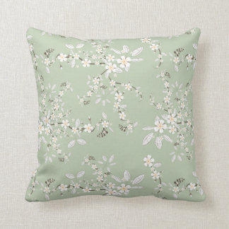 Cojín Decorativo Flores delicadas en verde salvia