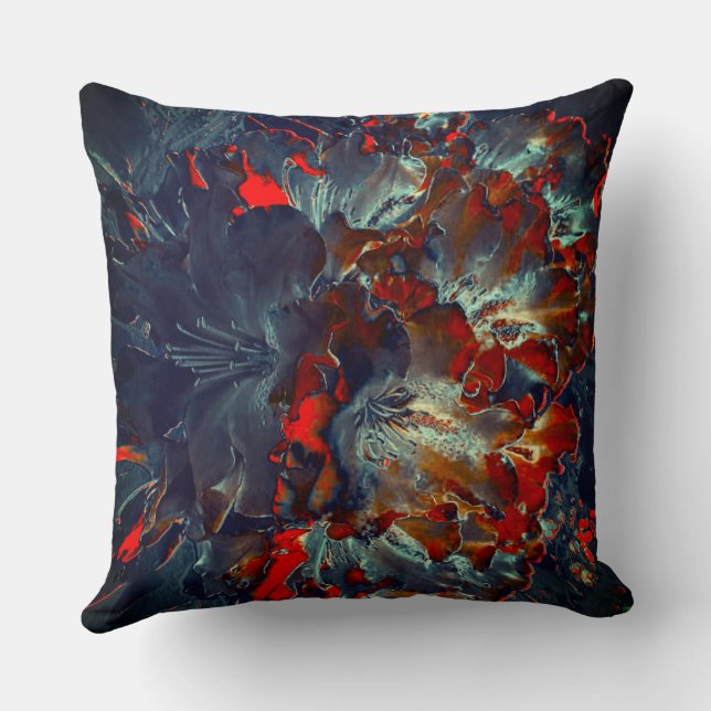 Cojín Decorativo Flores digitales en cenizas y carbón vegetal sobre (Reverso )