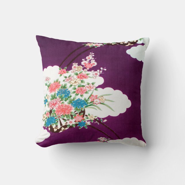 Cojín Decorativo Flores, diseño japonés (Anverso)