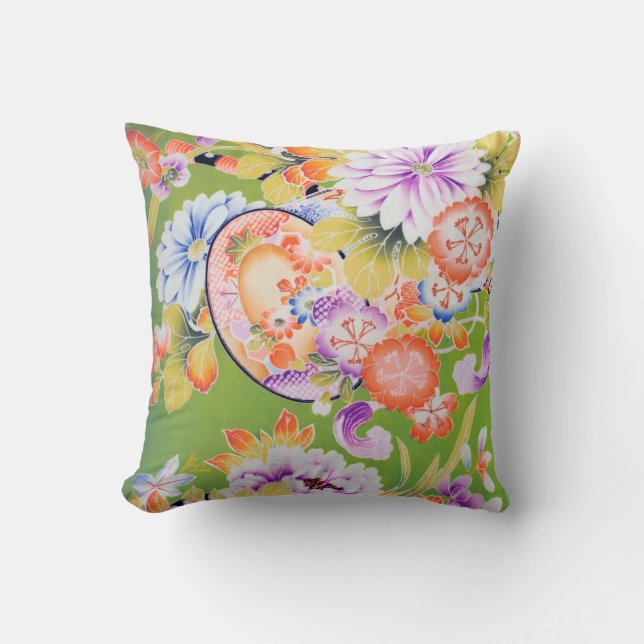 Cojín Decorativo Flores, diseño japonés (Anverso)