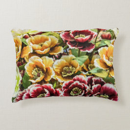 Cojín Decorativo Flores Doradas de Borgoña - Decoración Floral Vibr