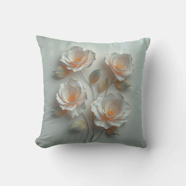 Cojín Decorativo Flores elegantes 3D (Anverso)