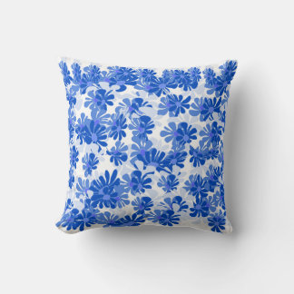 Cojín Decorativo Flores Elegantes: Almohadón Azul Vibrante