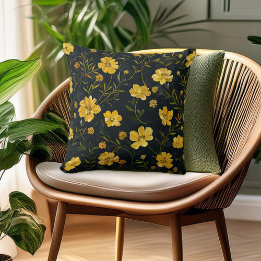 Cojín Decorativo Flores elegantes de mariposa amarilla