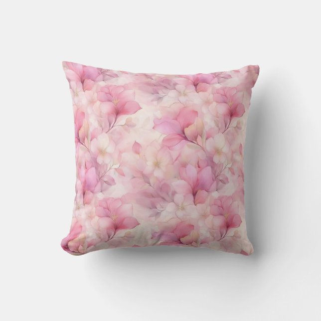 Cojín Decorativo Flores Elegantes Pastel Rosa (Anverso)