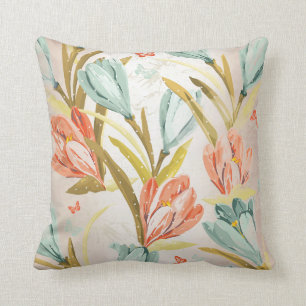 Cojín Decorativo Flores en colores pastel de Orchidea del azafrán