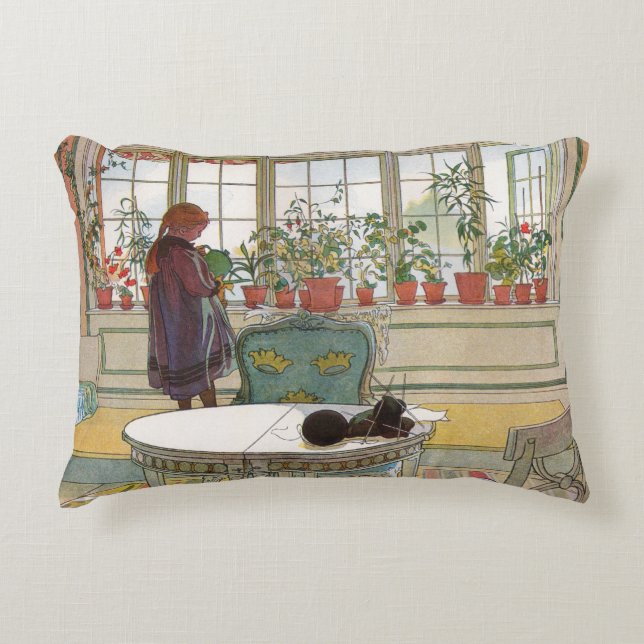 Cojín Decorativo Flores en el Windowsill por Carl Larsson (Anverso)
