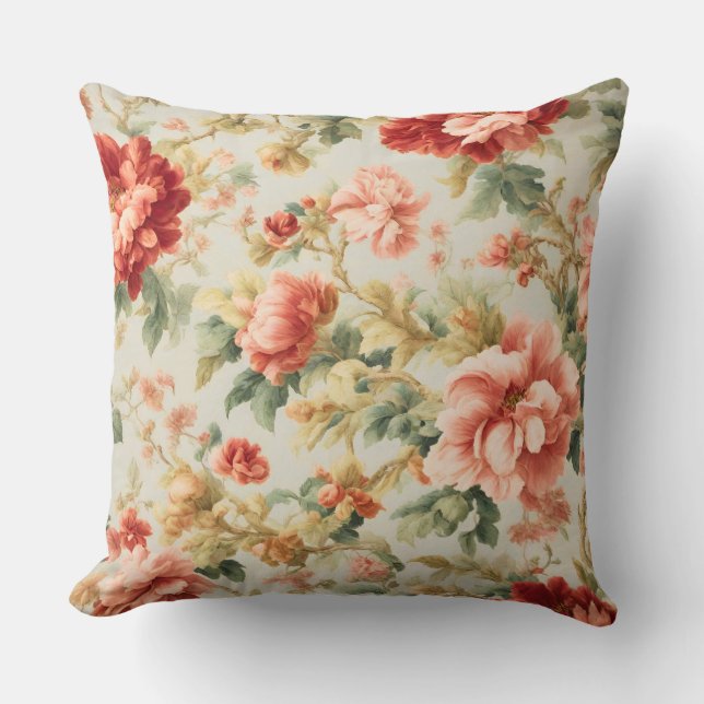 Cojín Decorativo Flores Exquisitas Y Sorprendentes, Hojas. Pintura (Anverso)