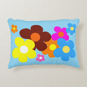 Cojín Decorativo Flores Felices Cielo Azul Claro