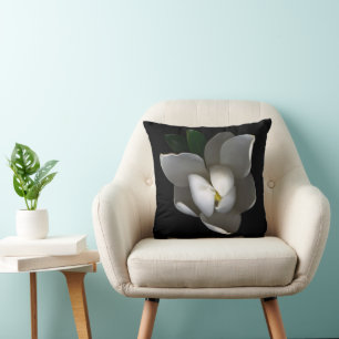 Cojín Decorativo Flores   Flor de magnolia blanca única