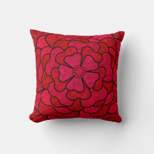 Cojín Decorativo Flores florales abstractas sin foco color rojo bla