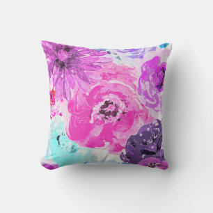 Cojín Decorativo Flores Florales Vivas Violetas Negrita Moda Púrpur