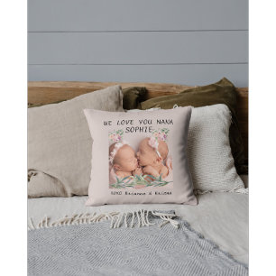 Cojín Decorativo Flores fotográficas personalizadas rosadas abuela