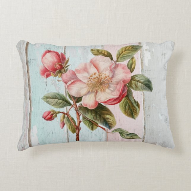 Cojín Decorativo Flores frescas Madera rústica moderna Artsy (Anverso)