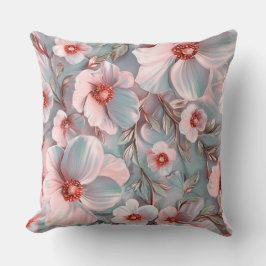 Cojín Decorativo Flores grandes rosas y azules