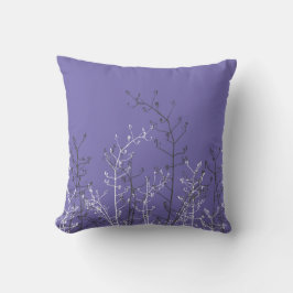 Cojín Decorativo Flores grises modernas y elegantes en azul perwink