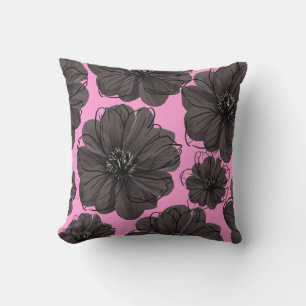 Cojín Decorativo Flores grises oscuras