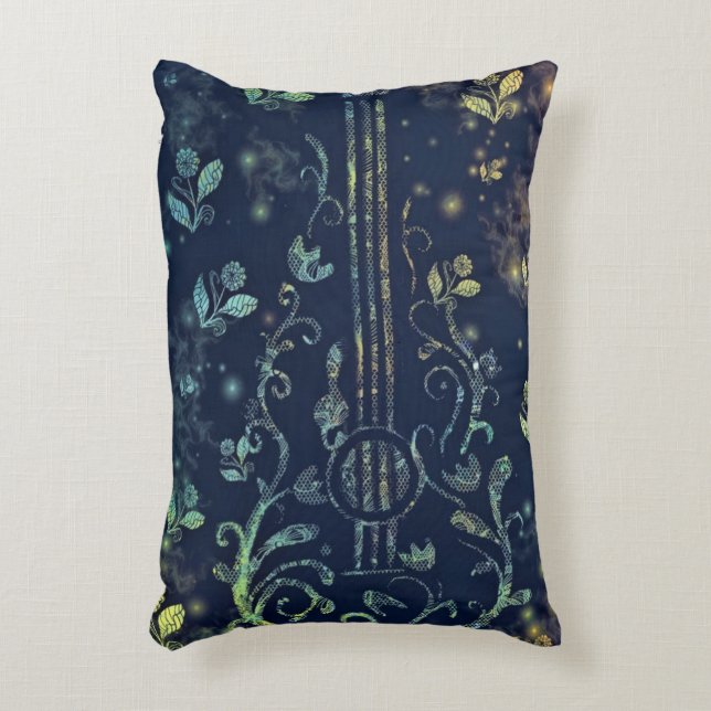 Cojín Decorativo Flores Guitarra Acento Pillow (Frente (Vertical))