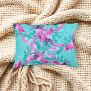 Cojín Decorativo Flores Hawaianas Abstractas Rosa Turquesa