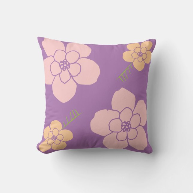 Cojín Decorativo flores lilacas púrpuras (Anverso)
